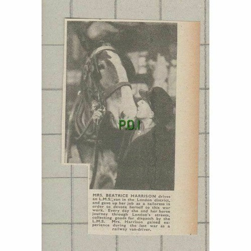 Mrs Beatrice Harrison LMS Van Driver Tailoress - 1940s Small News Cutting