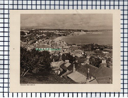 (6537) Penzance From Newlyn Cornwall - c.1930s Print / Cutting