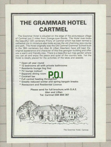 (5374) Grammar Hotel Alan Lilian Hewitson Cartmel Grange Over Sands -  c.1970s
