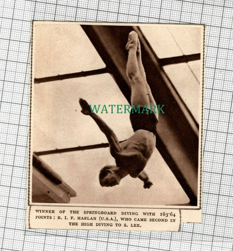 C2090) B I F Harlan USA Springboard Diving Winner - 1948 Clip