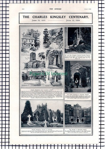 Charles Kingsley Centenary Eversley Bramshill   - 1919 News Page / Print