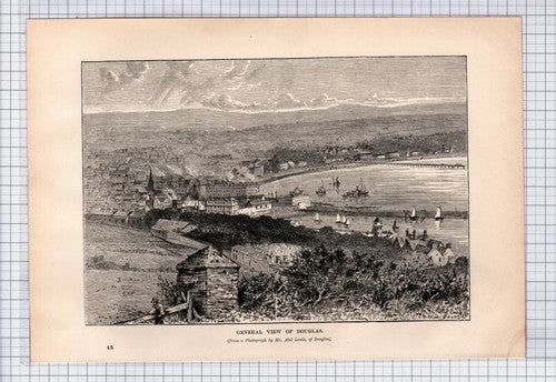 (6321) Douglas Isle Of Man   - 1895 Antique Book Print