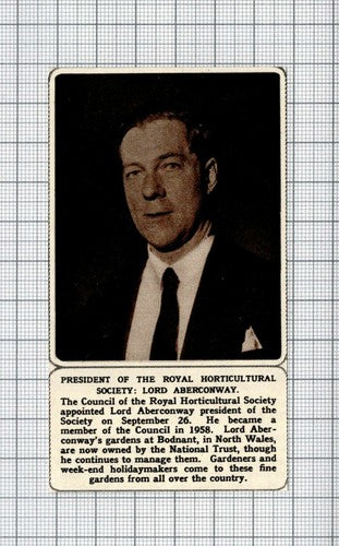 Lord Aberconway Bodnant North Wales - 1961 SMALL Clipping