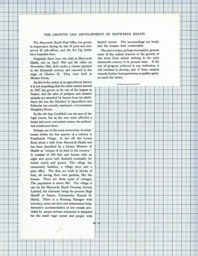 (6187) Haywards Heath Henry Taylor Franklands Village - 1952 Article