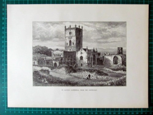 X1053) St David's Cathedral England - c.1895 Print