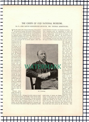 Mr Thomas Armstrong South Kensington Museum - 1891 Article