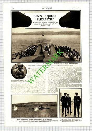 HMS QUEEN ELIZABETH Ship Super -Dreadnought  - 1915 Article
