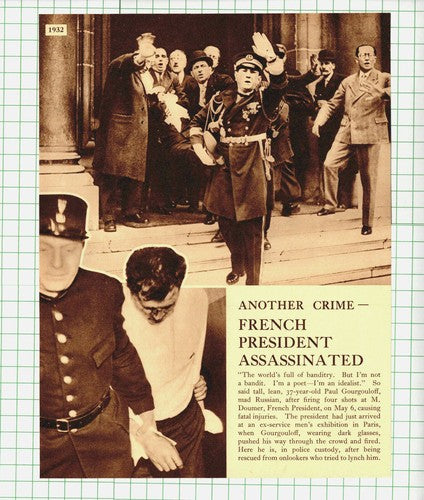 French President Doumer Assassinated PAUL GOURGOULOFF - 1938 Clipping/ Print