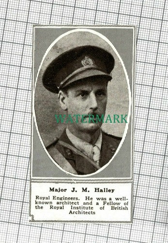 C1879) Major J M Halley Royal Engineers Architect - 1918 Clip SMALL!!