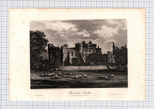 (6307) Hawarden Castle Wales  - 1895 Print