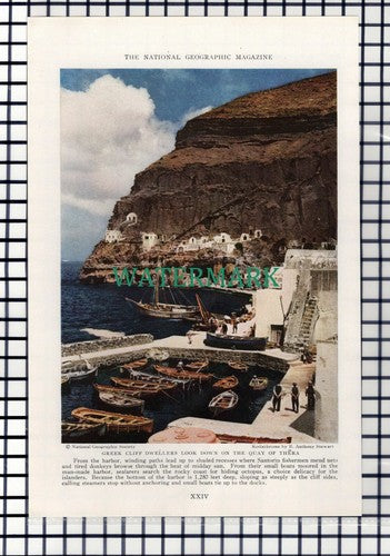 (8113) Mykonos Greece   / Quay Of Thera - 1940 Book Print