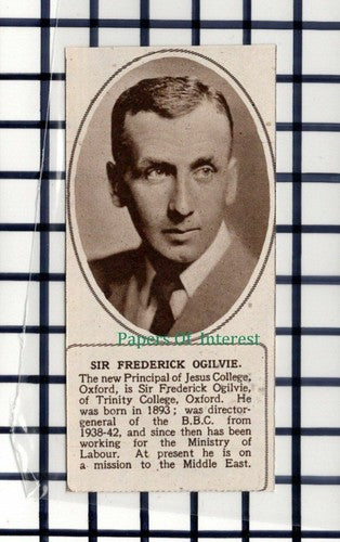 C5776) Sir Frederick Ogilvie Jesus College Oxford - 1945 SMALL Cutting