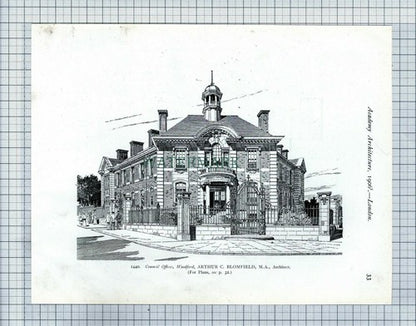 Northallerton County Hall / Woodford Council Offices  -  1906 Print