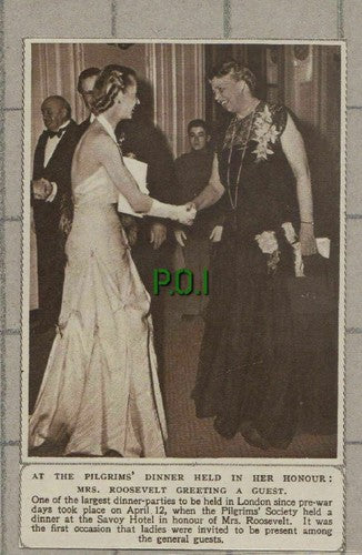 C1482) Savoy Hotel Mrs Roosevelt Pilgrims Society Dinner - 1948 Clip
