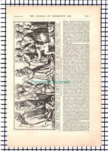 X1333) F  Woolaston Moody Decorative Artist Sandhurst Chapel - 1886 Article