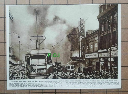 Grafton's Dress Shop Argyle Street Glasgow Fire - 1949 News Clipping