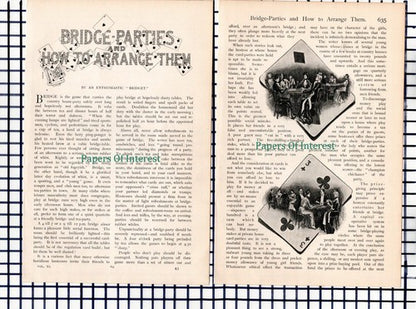 (6793) Bridge Parties Card Game - c.1900 Article
