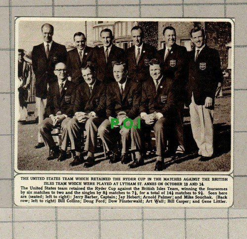 C1674) United States Golf Ryder Cup Team Lytham St Annes Jerry Barber  - 1961