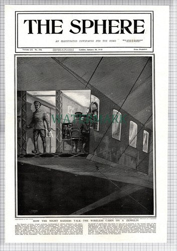 Zeppelin Airship World War One WW1 - 1915 News Page / Print