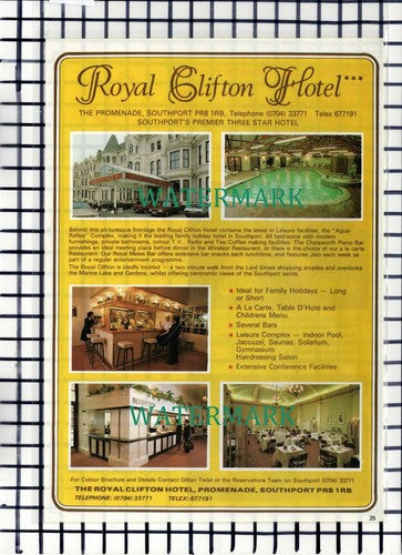 C6996) Craigie-Lea Hotel 38 Bold Street Southport  Royal Clifton  - 1986 Advert