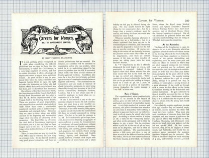 (6339) Mary Frances Billington Civil Service Careers For Women - c.1905 Article