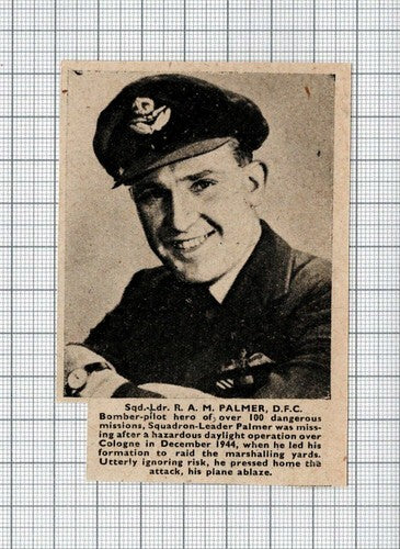 Sqd Ldr R A M Palmer Bomber Pilot Cologne  - 1945 Small News Cutting