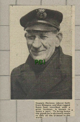 Captain McInnes  Glasgow - c.1945 Small News Clipping