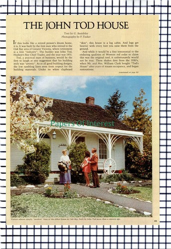 X1393) The John Tod House Victoria British Columbia - 1973 Article