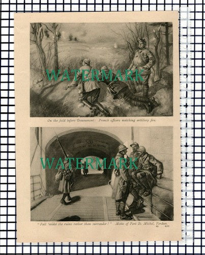(55) Verdun France World War One Fort St Michel Meuse River - c.1918 Cutting