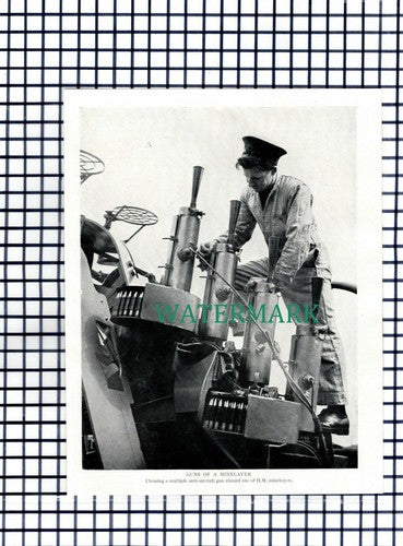 (7502) Guns Of A Minelayer Ship WW2  - c.1945 Cutting