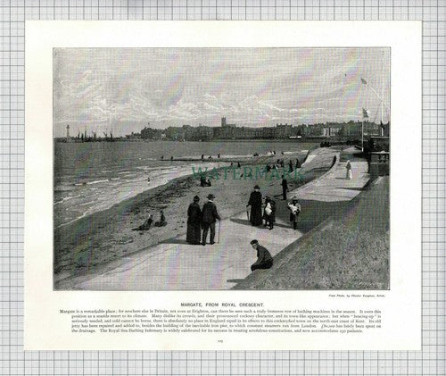 X1850) Margate Kent Royal Crescent - c.1900 Print / Cutting