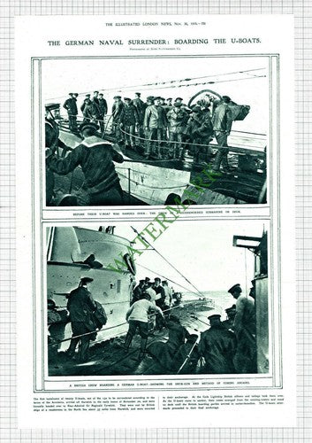Harwich Harbour German U-Boat Surrender WW1  World War One -1918 Article / Print