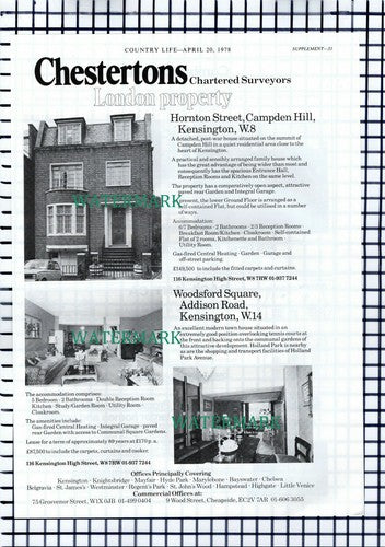 X1670) Hornton St Campden Hill London Woodsford Addison Rd Advert - 1978 Cutting