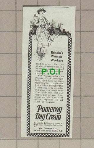 C1743)  Pomeroy Day Cream Wartime ADVERT    -  1918 Clip  SMALL!