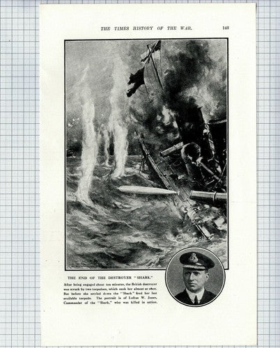 (5868) The Destroyer Ship SHARK Loftus W Jones  World War One WW1  - 1916