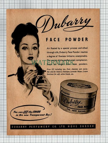 Dubarry Perfumery Co Hove Sussex Face Powder ADVERT - 1948 Cutting