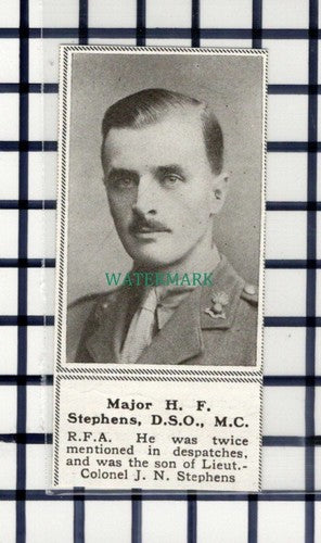 C6064) Major H F Stephens RFA Lt Col J N Stephens - 1919 Small Cutting