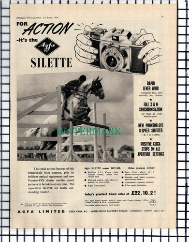 (7107) PAPER ITEM!!  Agfa Silette Camera ADVERT - 1954 CUTTING