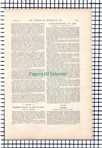 X1162) David Pirie Dundee Death / Messrs J P McDougall & Co -  1899 Cutting