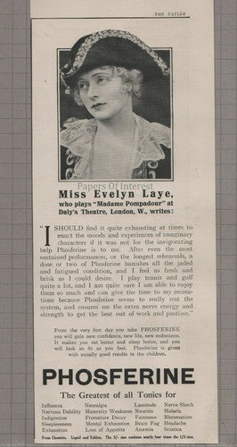 Miss Evelyn Laye Daly's Theatre London Phosferine ADVERT  - 1924 Cutting