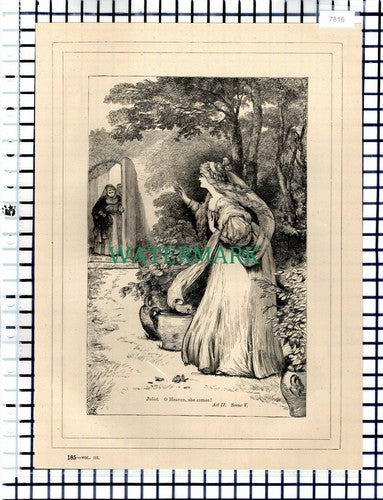 (7816) Romeo & Juliet Act II   - c.1880 Shakespeare Book Print