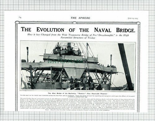 (6885) Battleship MAJESTIC Naval Bridge - 1913 Cutting