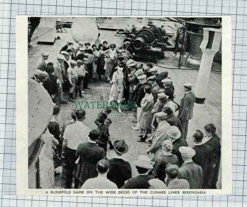 C52)  Cunard Liner Ship BERENGARIA Blindfold Game  - c.1930s Cutting