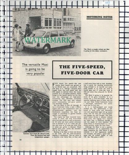 The Austin Maxi Car Review - 1969 Article