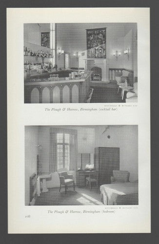 The Plough & Harrow Birmingham Interior Scenes  - 1950s Book Print