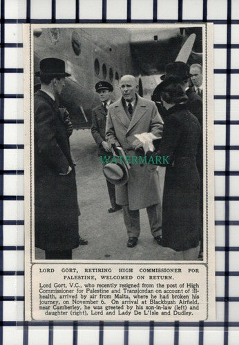 C6270) Lord Gort Palestine Blackbush Airfield - 1945 Cutting