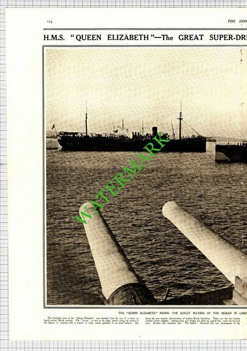 HMS QUEEN ELIZABETH Ship Super -Dreadnought  - 1915 Article