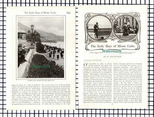 Monte Carlo Casino Francois Blanc  W Ballantine - c.1909 Article / Print