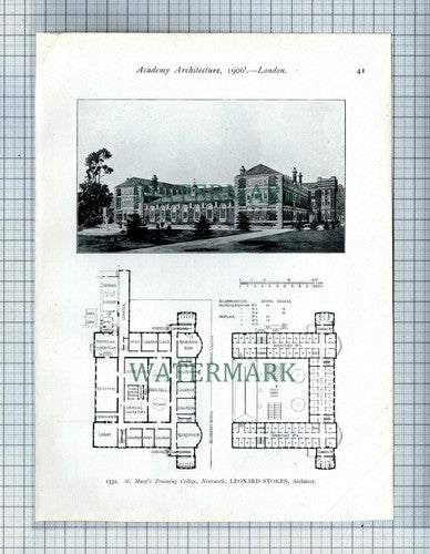 (2548) WELLINGTON COLLEGE / St Mary's Training College Newcastle -  1906 Print