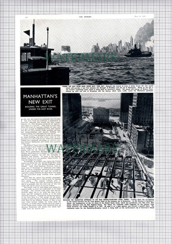Brooklyn Battery Tunnel Manhattan Construction  - 1950 Article
